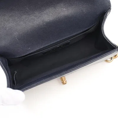 Pre-owned Chanel Navy Leather Shoulder Bag ()
