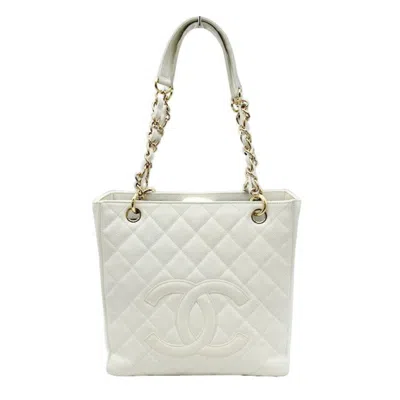 Pre-owned Chanel White Caviar Leather Shoulder Bag Tote Bag ()