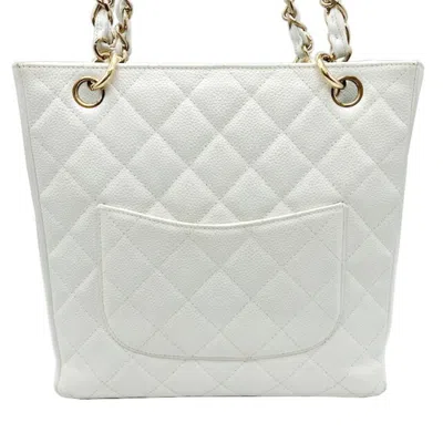 Pre-owned Chanel White Caviar Leather Shoulder Bag Tote Bag ()