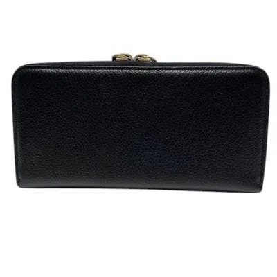 Pre-owned Chloé Black Leather Long Wallet (bi-fold) ()