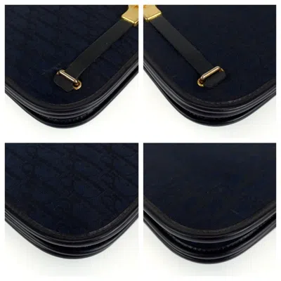 Pre-owned Dior Christian  Trotter Navy Canvas Leather Shoulder Bag ()