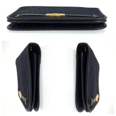 Pre-owned Dior Christian  Trotter Navy Canvas Leather Shoulder Bag ()