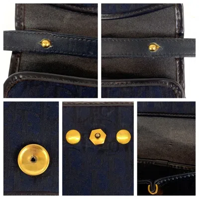 Pre-owned Dior Christian  Trotter Navy Canvas Leather Shoulder Bag ()