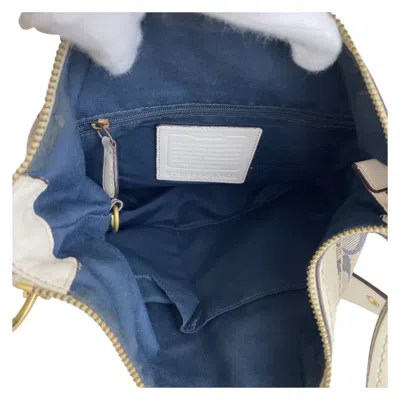 Pre-owned Coach Gray White Canvas Leather Messenger Bag Shoulder Bag ()
