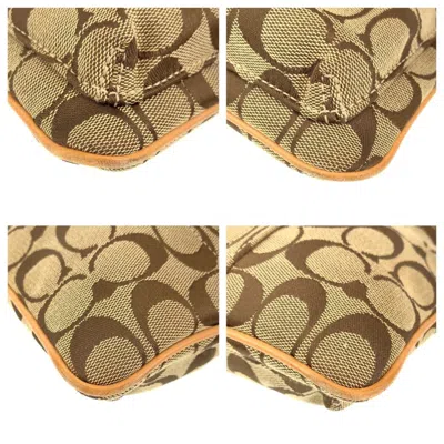 Pre-owned Coach Signature Beige Brown Canvas Leather Pochette Shoulder Bag ()