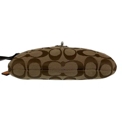 Pre-owned Coach Signature Beige Canvas Leather Clutch Bag ()