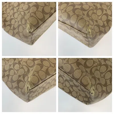 Pre-owned Coach Signature Light Brown Canvas Leather Shoulder Bag Tote Bag ()