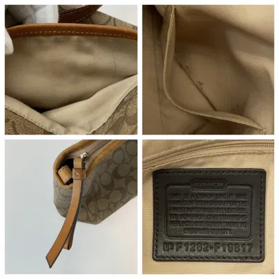 Pre-owned Coach Signature Light Brown Canvas Leather Shoulder Bag Tote Bag ()