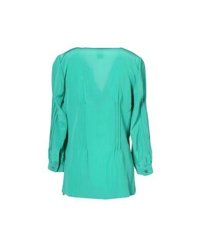 Shop Oscar De La Renta Silk Shirts & Blouses In Turquoise
