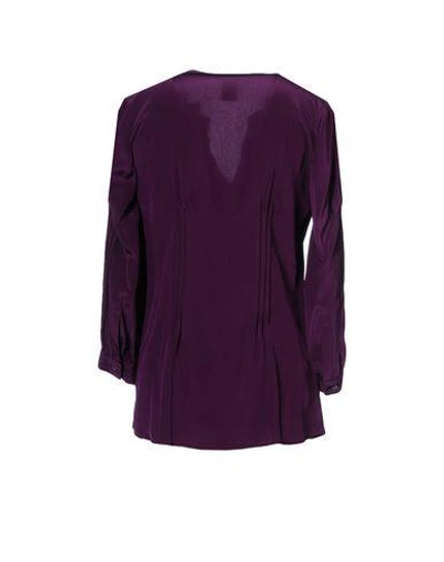 Shop Oscar De La Renta Silk Shirts & Blouses In Dark Purple