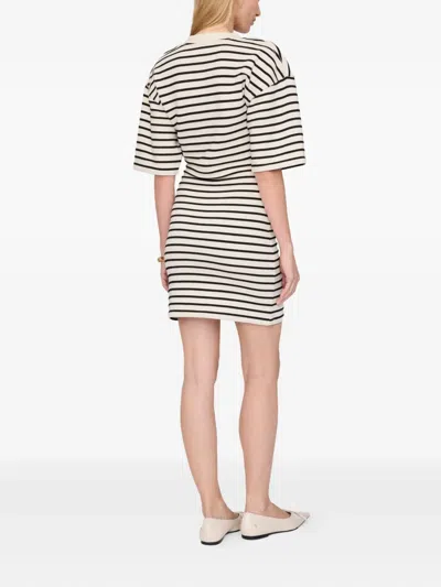 Anine Bing Mona Striped French Terry Dress In White