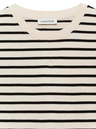 Anine Bing Womens Blk Stripe French Terry Myers Cropped Cotton-blend T-shirt Xs In Neutral