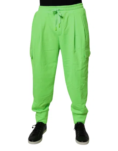 Dolce & Gabbana Neon Green Polyester Cargo Jogger Sweatmen's Men's Pants