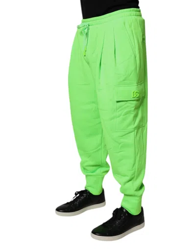 Dolce & Gabbana Neon Green Polyester Cargo Jogger Sweatmen's Men's Pants