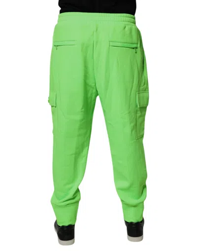 Dolce & Gabbana Neon Green Polyester Cargo Jogger Sweatmen's Men's Pants