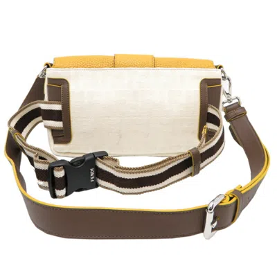 Pre-owned Fendi Dark Yellow Canvas Leather Shoulder Bag ()