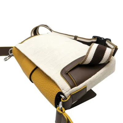 Pre-owned Fendi Dark Yellow Canvas Leather Shoulder Bag ()