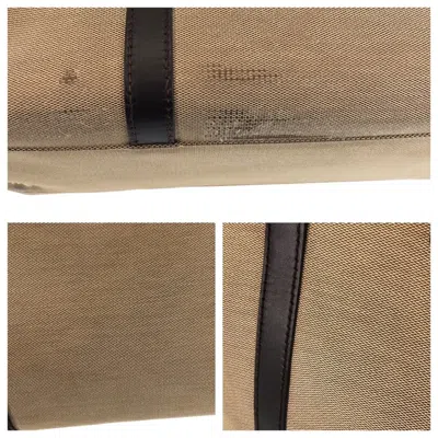 Pre-owned Gucci Beige Brown Canvas Leather Shoulder Bag Tote Bag ()