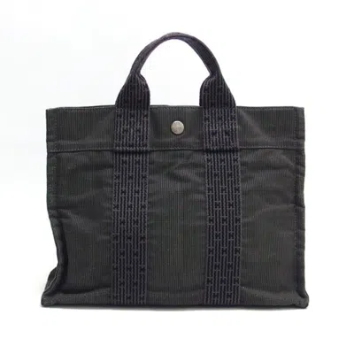 Pre-owned Hermes Her Line Dark Gray Polyamide 69% Polyester 31% Handbag Tote Bag ()