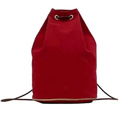 Pre-owned Hermes Red Color Cotton Canvas Leather Backpack ()