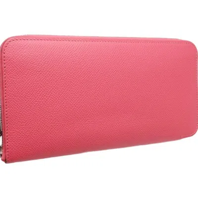 Pre-owned Hermes Rose Azalee Epsom Leather Long Wallet (bi-fold) ()