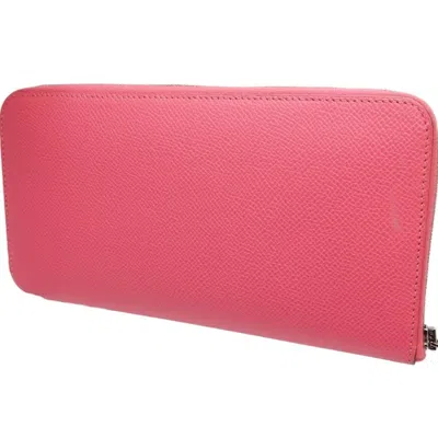 Pre-owned Hermes Rose Azalee Epsom Leather Long Wallet (bi-fold) ()