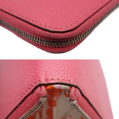 Pre-owned Hermes Rose Azalee Epsom Leather Long Wallet (bi-fold) ()