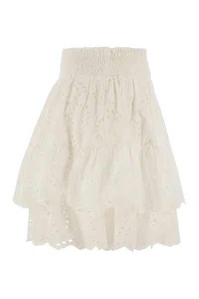 Mc2 Saint Barth Eivissa Miniskirt With Ruffles In White