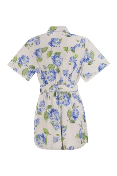 Mc2 Saint Barth Carola - Linen Playsuit With Print