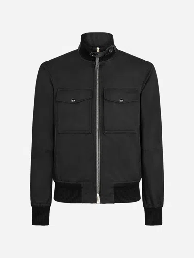 Tom Ford Bomber Jacket With Front Zipper In Black