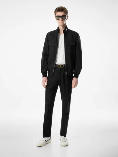 Tom Ford Bomber Jacket With Front Zipper In Black