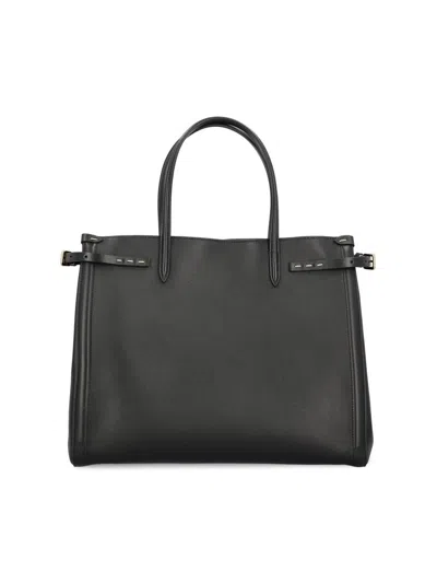 Valentino Garavani Borsa Tote In Pelle Nera Con Manici E Tracolla Women