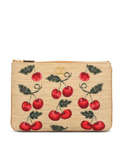 Valentino Vlogo Signature Medium Cherry Flat Clutch Bag