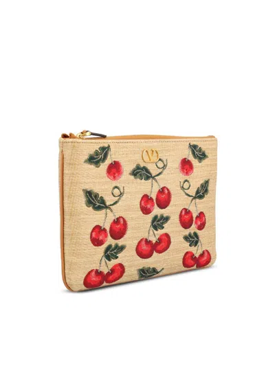 Valentino Vlogo Signature Medium Cherry Flat Clutch Bag