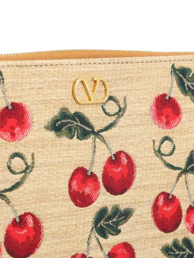 Valentino Vlogo Signature Medium Cherry Flat Clutch Bag