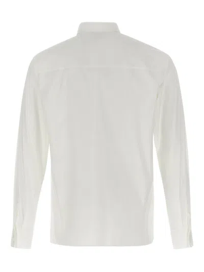Ferragamo Tailored Stretch Cotton Poplin Shirt With Crisp Collar In White