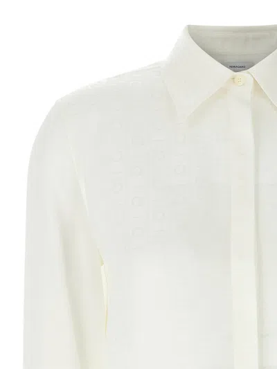 Ferragamo Blouse Logo Print Long Sleeves