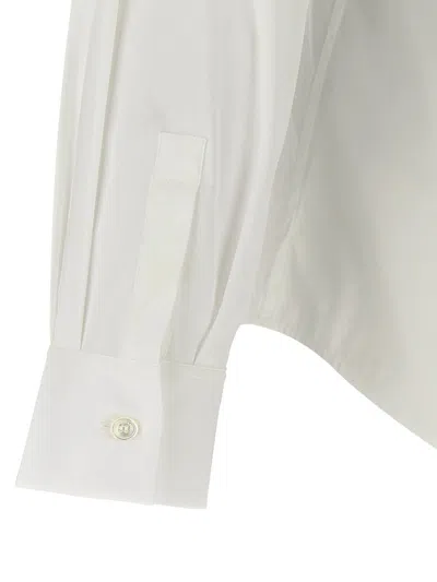 Ferragamo Tailored Stretch Cotton Poplin Shirt With Crisp Collar In White