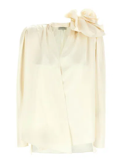 Magda Butrym Silk Blouse With V-neck In Neutral
