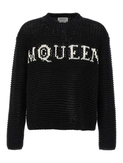 Alexander Mcqueen Mcqueen Textured Cotton Sweater With Inlaid Logo