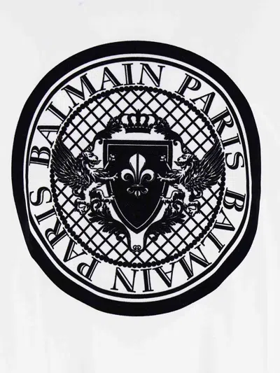 Balmain White Cotton T-shirt With Maxi Logo Print