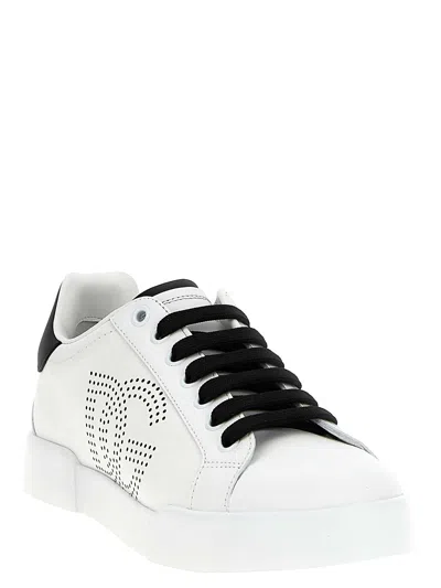 Dolce & Gabbana Portofino Leather Sneakers In White