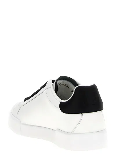 Dolce & Gabbana Portofino Leather Sneakers In White