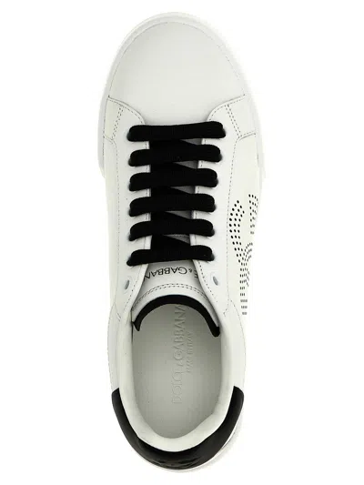 Dolce & Gabbana Portofino Leather Sneakers In White