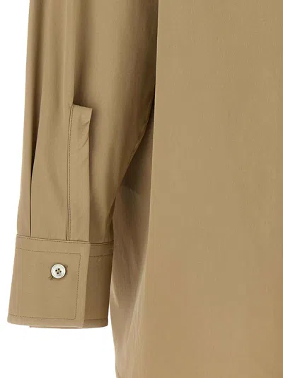 Ferragamo Panel-designed Cotton Poplin Shirt With Tone-on-tone Logo In Brown