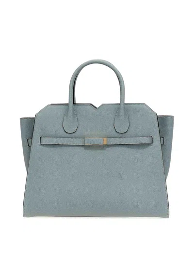 Valextra Medium Structured Handbag Metal Hardware In Gray