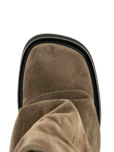 Attico Suede Robin Combat Boots In Brown