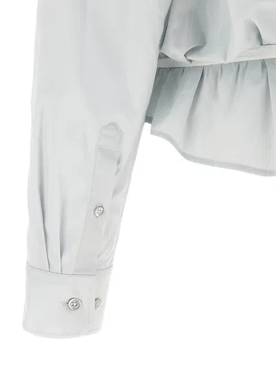 Maison Margiela Layered Shirt With Chest Pocket And Peplum Hem In Blue