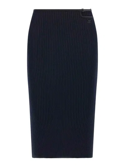 Courrèges Courreges 'loop Rib Knit' Skirt In Blue