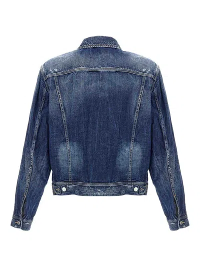 Dsquared2 Blue Jacket With Distressed Effect And Logoed Metal Buttons